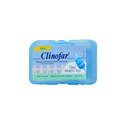Φθινόπωρο Clinofar – Extra Soft Ρινικός Αποφρακτήρας με Ειδικό Εύκαμπτο Άκρο και Δώρο 5 Προστατευτικά Φίλτρα