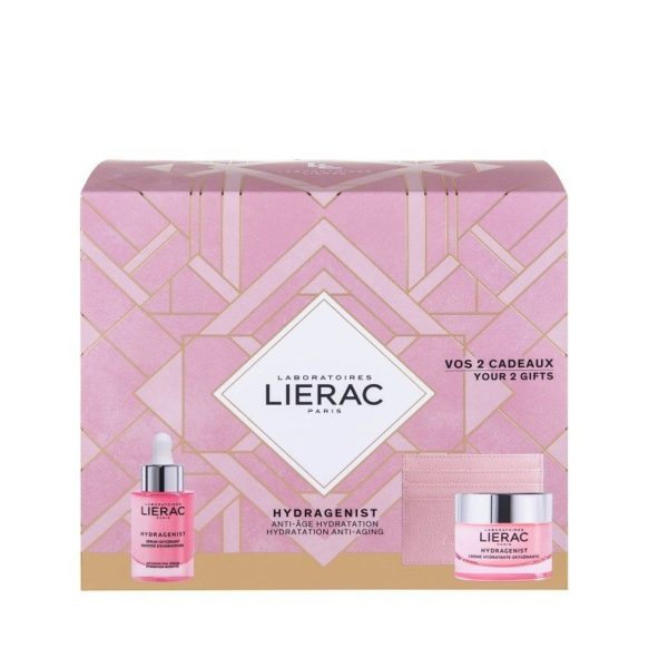 Face Care Lierac – Hydragenist Serum Hydratant Oxygenating Replumping 30ml and Hydragenist Moisturizing Cream Oxygenating Replumping Normal to Dry Skin 50ml and Rue Des Fleurs-Monaco Case Holder