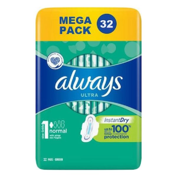 Sanitary Narkins - Tampons Always – Ultra Normal Size 1 with Wings 32 pcs