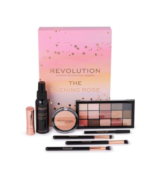 Face Revolution – Promo The Evening Rose with a Reloaded Pallete, Satin Kiss Lipstick, Pressed Highlighter, Rose Fixing Spray, Eye defining Pencil and 3 Brushes 1pcs