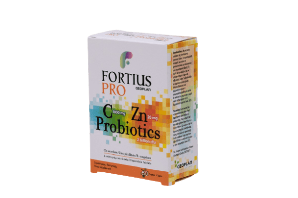 Βιταμίνες Geoplan – Fortius Pro Probiotics Συμπληρώματα Διατρφής με Βιταμίνη C και Ψευδάργυρος 60 Δισκία