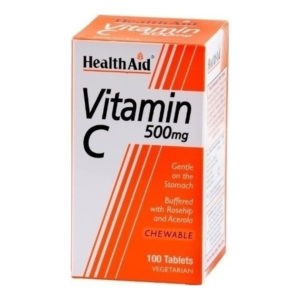 Vitamins Health Aid – Vitamin C 500mg, Buffered with Rosehip and Acerola, 100 tablets