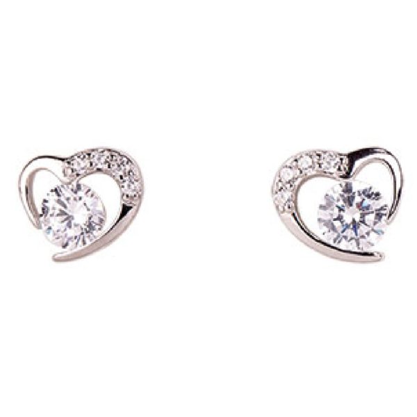 jewels Medisei – Dalee Jewels Earrings Heart with Stud Rhodium Plate 1pcs