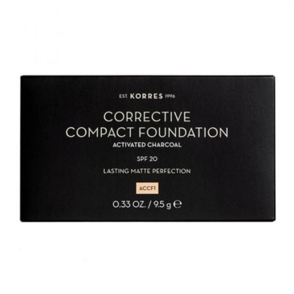 Face Korres – Corrective Compact Foundation SPF20 Corrective Compact Make-up Imperfections & Matte Effect ACCF1 with Activated Charcoal 9.5g