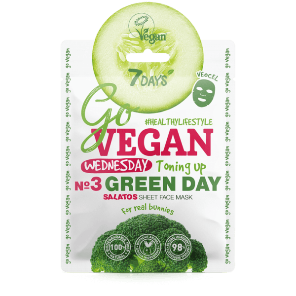 Περιποίηση Προσώπου 7Days – Go Vegan Face Mask Green Day For Real Bunnies Μάσκα Αντιοξειδωτική Αντιγηραντική και Ενυδατική Δράση 25gr