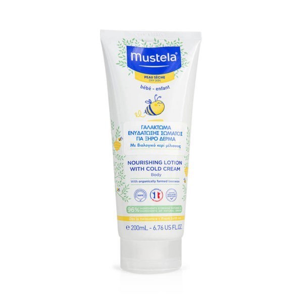 Hydration - Baby Oil Mustela – Nourishing Lotion with Cold Cream with Organically Farmed Beeswax 200ml Mustela - Gentle Cleansing Gel with Mild Foaming 100ml or Hydra Bébé Body Lotion 100ml