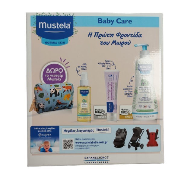 Shampoo - Shower Gels Baby Mustela – Gentle Cleansing Gel 500ml & Vitamin Barrier Cream 1-2-3 50ml & Baby Oil 100ml & Gift Necessaire