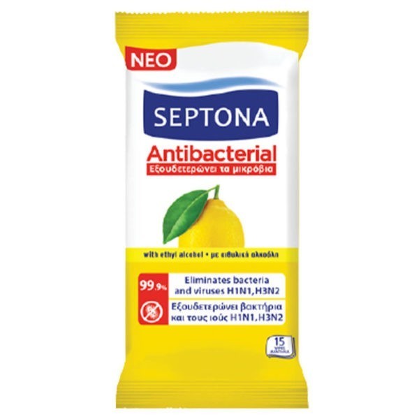 > STOP COVID-19 < Septona – Antibacterial Hand Wipes with Ethyl Alcohol 15pcs