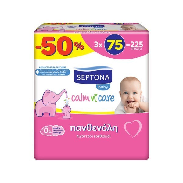 Baby Care Septona – Bady Calm n’ Care Wetwipes with Panthenol for less Irritations 255pcs