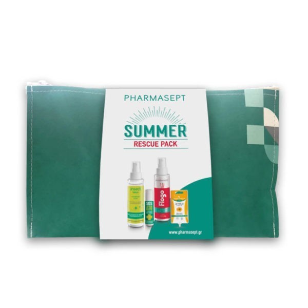Καλοκαίρι Pharmasept – Summer Rescue Pack Απωθητικό Σπρέι για Κουνούπια και Σκνίπες 100ml & Flogo Σπρέι για Εγκαύματα 100ml & SOS After Bite 15ml & Κρέμα για Μώλωπες 15ml