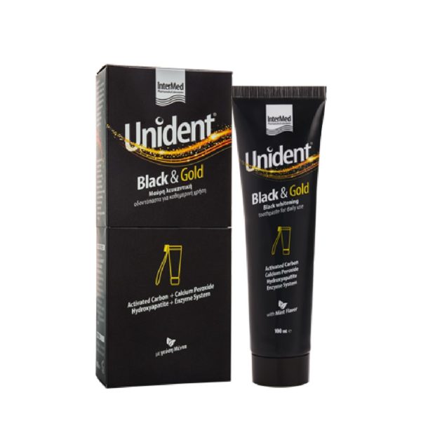 Toothcreams-ph InterMed – Unident Black & Gold Black Whitening Toothpaste for Daily Use with Mint Flavor 1pcs Intermed Black&Gold-Black Mouthwash