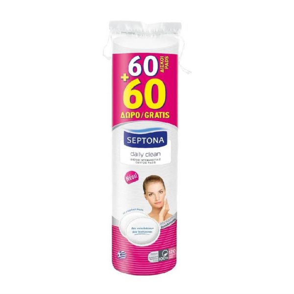 Woman Septona – Double Faced Cotton Pads Sensitive Daily Clean 60 + 60 pcs