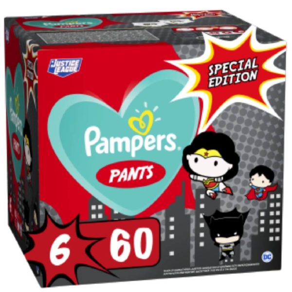 Βρεφική Φροντίδα Pampers – Pants Limited Edition Justice League Πάνες Βρακάκια Με Ήρωες Μέγεθος 6 (15+kg) 60τμχ