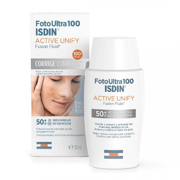 Άνοιξη ISDIN – Foto Ultra 100 Active Unify Fusion Fluid Αντηλιακό Προσώπου με Δράση Ομαλοποίησης του Χρωματικού Τόνου SPF50+ 50ml SunScreen