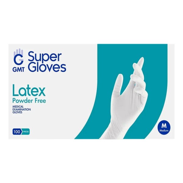 > STOP COVID-19 < GMT – White Latex Examination Powder Free Gloves 100pcs latex