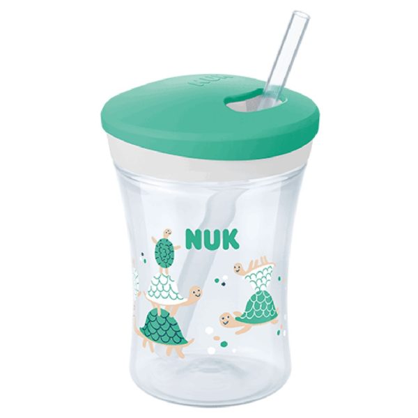Feeding Bottles - Teats For Breast Feeding NUK – Action Cup For Neutral with Straw 12+m 230ml Green