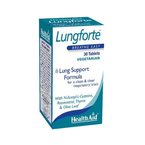 Αντιμετώπιση Health Aid – Lungforte Εκχύλισμα Φύλλων Ελιάς, Σκόρδο, Ρεσβρατρόλη, Θυμάρι & Βιταμίνες για Προστασία Αναπνευστικού 30Veg. Tablets