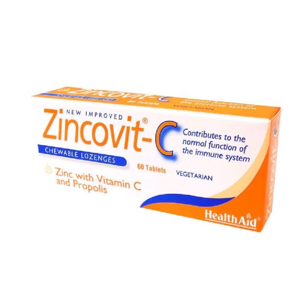 Minerals - Trace Elements Health Aid – Zincovit-C Zinc with Vitamin C and Propolis 60 Tablets