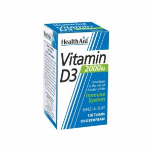 Ανοσοποιητικό HealthAid – Vitamin D3 2000iu Χοληκαλσιφερόλη 120 Veg. Tablets