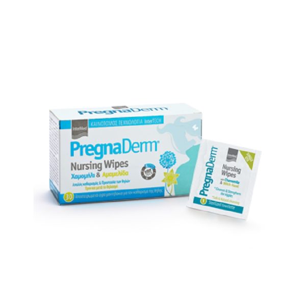 Εγκυμοσύνη - Νέα Μαμά InterMed – PregnaDerm Nursing Wipes Μαντηλάκια με Χαμομήλι & Αμαμελίδα για τον Καθαρισμός των Θηλών 30Caps InterMed - PregnaDerm