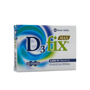 Βιταμίνες Uni-Pharma – Συμπλήρωμα Διατροφής Βιταμίνης D3 Fix Max 4000iu 60 κάψουλες