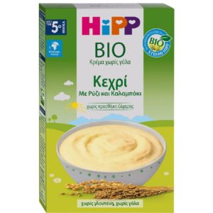 Διατροφή Βρέφους HiPP – Υποαλλεργική κρέμα με Κεχρί Ρύζι και Καλαμπόκι χωρίς Γάλα από τον 5ο μήνα 200gr