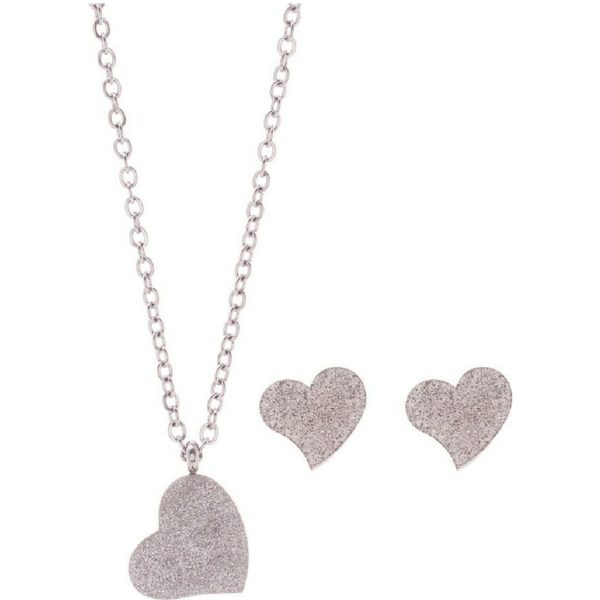 Earrings - Νecklace Medisei – Single Heart Stainless Steel
