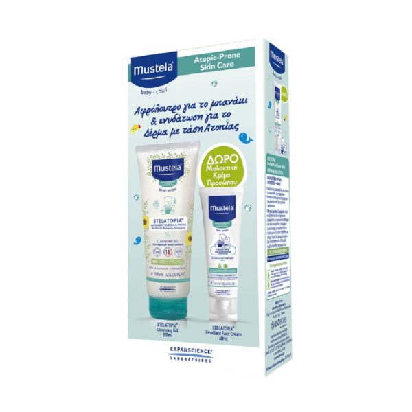Shampoo - Shower Gels Baby Mustela – Promo Atopic-Prone Skin Care, Stelatopia Cleansing Gel 200ml and Emollient Face Cream 40ml Mustela - Gentle Cleansing Gel with Mild Foaming 100ml or Hydra Bébé Body Lotion 100ml