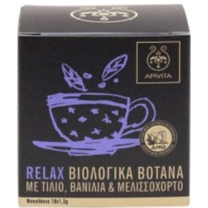 Τσαΐ Apivita – Organic Herbal Tea Relax Βιολογικό Τσάϊ με Τίλιο-Βανίλια-Μελισσόχορτο 10 Φακελάκια x 1,5gr