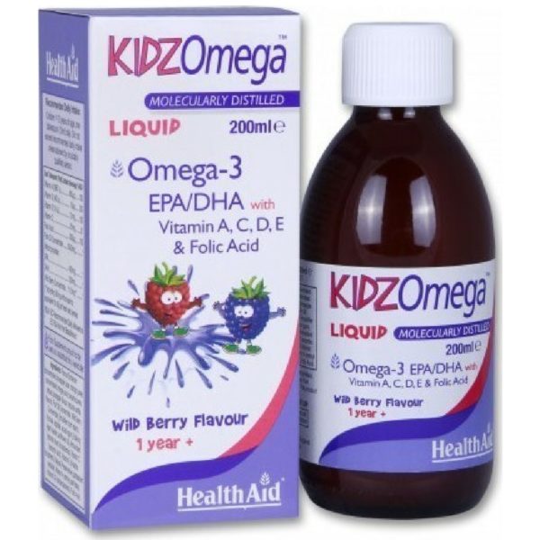 Kids Multivitamins Health Aid – KIDZ Omega Liquid Wild Berry Favour with Vitamin A, C, D, E & Folic Acid 200ml