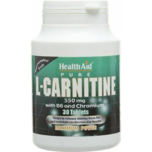 Αμινοξέα Health Aid – L-Carnitine 550mg Συμπλήρωμα Διατροφής με Καρνιτίνη Βιταμίνη Β6 & Χρώμιο Για Το Καρδιαγγειακό Σύστημα 30tabs