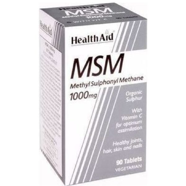 Αντιμετώπιση Health Aid – MSM with Vitamin C Οργανικό Θείο Φυσικό Αντιφλεγμονώδες Οστών & Αρθρώσεων 90vegtabs