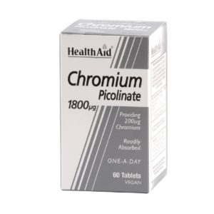 Αντιμετώπιση Health Aid – Chromium Picolinate 1800mcg για Εξισορρόπηση του Μεταβολισμού 60 ταμπλέτες