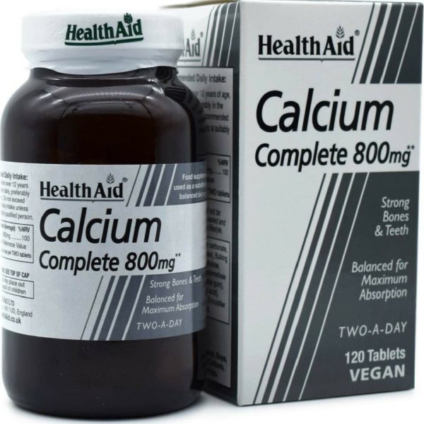 Ασβέστιο Health Aid – Calcium Complete 800mg Συμπλήρωμα Ασβεστίου για Δυνατά Οστά και Δόντια 120 Ταμπλέτες