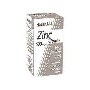 Ανοσοποιητικό Health aid – Zinc Citrate 100mg Συμπλήρωμα Διατροφής με Ψευδάργυρο 100abs