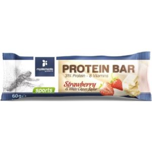 Πρωτεΐνες - Υδατάνθρακες My Elements – Protein Bar Μπάρα Πρωτεΐνης Εμπλουτισμένη με 8 Βιταμίνες με γεύση Φράουλα-Λευκή Σοκολάτα 60gr