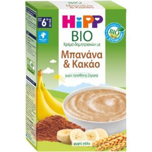 Διατροφή Βρέφους Hipp – Bio Κρέμα Δημητριακών με Μπανάνα και Κακάο Χωρίς Γάλα από τον 6ο Μήνα 200gr