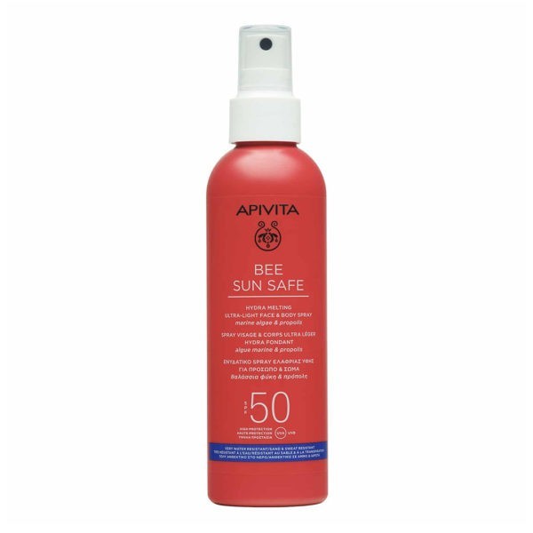 Άνοιξη Apivita – Bee Sun Safe Ενυδατικό Spray Ελαφριάς Υφής για Πρόσωπο και Σώμα με Θαλάσσια Φύκη και Πρόπολη SPF50 200ml APIVITA - Bee Sun Safe