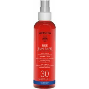 Άνοιξη Apivita – Bee Sun Safe Λάδι Σώματος για Μαύρισμα και Μεταξένια Αίσθηση με Ηλίανθο και Καρότο (Μη Λιπαρή Υφή) SPF30 200ml