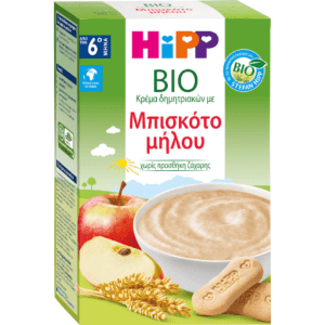 Διατροφή Βρέφους Hipp – Bio Κρέμα Δημητριακών με Μπισκότο Μήλου Από τον 6ο Μήνα 250gr