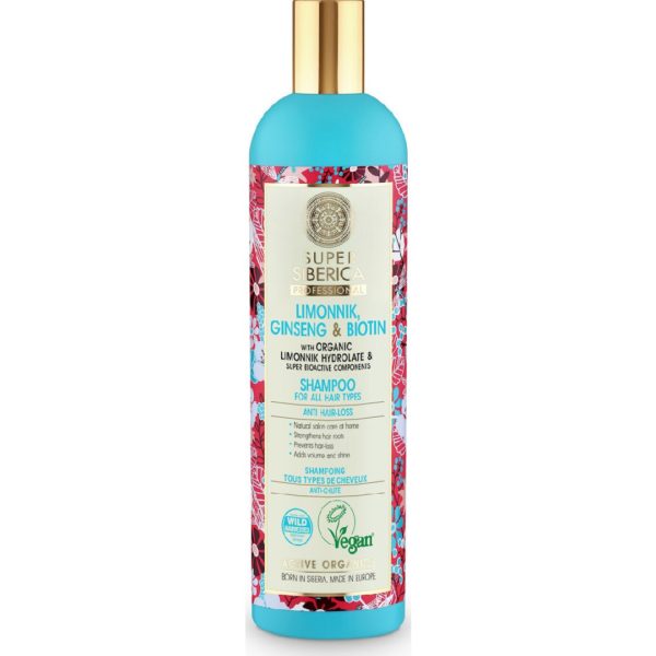 Shampoo Natura Siberica – Super Siberica Limonnik, Ginseng and Biotin, Anti-hair Loss Shampoo for All Hair Types, 400 ml Shampoo