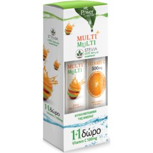 Βιταμίνες PowerHealth – Multi+Multi με Στέβια 24 Αναβρ. Δισκία και Vitamin C 500mg Πορτοκάλι 20 Αναβρ. Δισκία