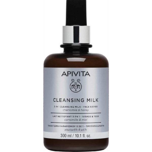 Περιποίηση Προσώπου Apivita – 3 in 1 Cleansing Milk για Πρόσωπο και Μάτια με Χαμομήλι και Μέλι 300 ml