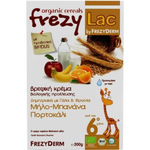 Διατροφή Βρέφους Frezyderm – Frezylac Bio Cereal Βρεφική Κρέμα Μήλο-Μπανάνα-Πορτοκάλι 200g