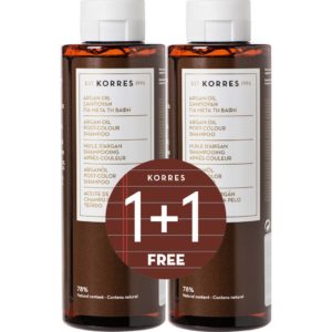 Shampoo Korres – Argan Oil Post-Colour Shampoo 1+1 Gift 2x250ml Shampoo