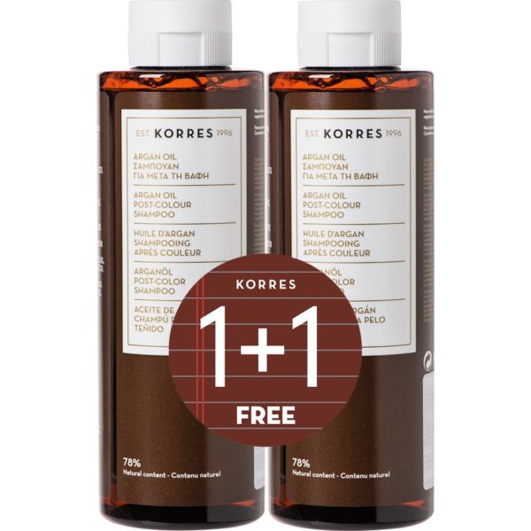 Γυναίκα Korres – Argan Oil Post-Colour Shampoo Σαμπουάν για Μετά τη Βαφή 1+1 Δώρο 2x250ml Shampoo