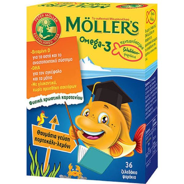 Παιδικές Βιταμίνες Moller’s – Omega 3 για Παιδιά με γεύση Πορτοκάλι-Λεμόνι 36 ζελεδάκια