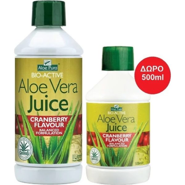 Σετ & Ειδικές Προσφορές Optima – Promo Aloe Vera Juice Cranberry Flavour 1Lt και Δώρο Aloe Vera Juice Cranberry Flavour 500ml