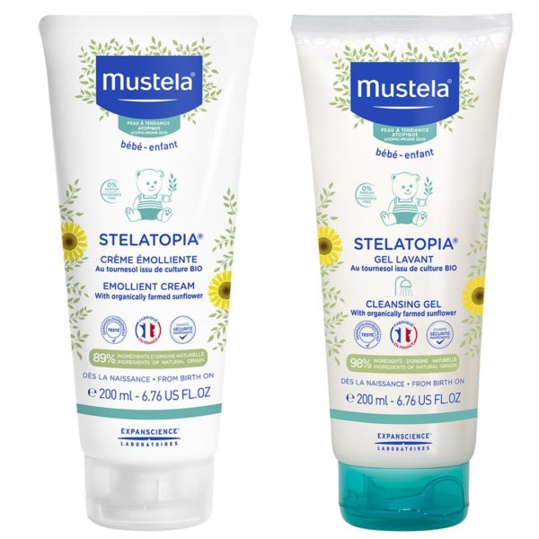 Sensitive Skin Baby Mustela – Stelatopia Emollient Cream 200ml & Lavant Cleansing Gel 200ml