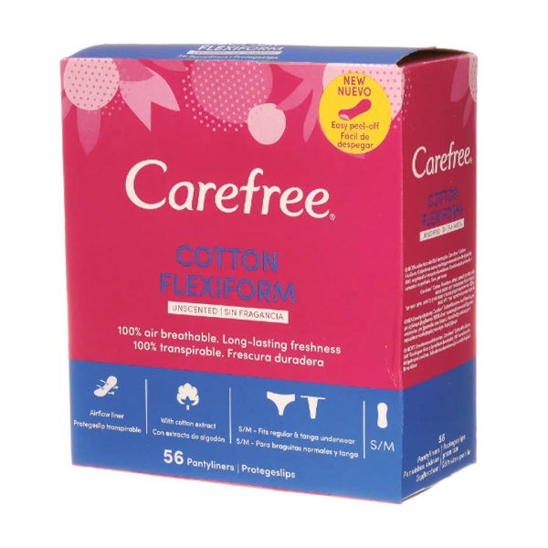 Σερβιέτες - Ταμπόν Carefree – Cotton Flexiform Σερβιετάκια Χωρίς Άρωμα Μέγεθος S/M 56τμχ